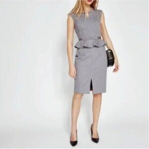 Ted Baker Gray Wool Peplum Dress